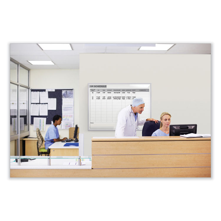 OR Schedule Magnetic Whiteboard, Operating Room Scheduling Chart, 96.5" x 48.5", White/Gray Surface, Satin Aluminum Frame
