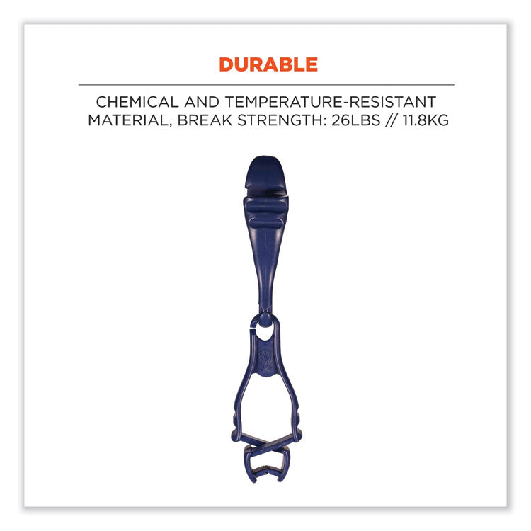 Squids 3400MD Metal Detectable Dual Clip Glove Clip Holder, 1 x 1 x 6.5, Acetal Copolymer, Deep Blue