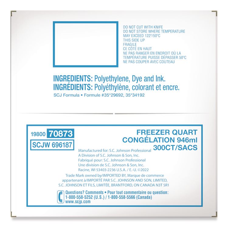 Zipper Freezer Bags, 32 oz, 2.7 mil, 7" x 7.75", Clear, 300/Carton