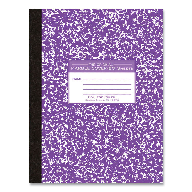 Flexible Cover Marble Composition Book, Medium/College Rule, Randomly Assorted Cover Colors, (80) 10.25 x 7.88 Sheets, 48/CT