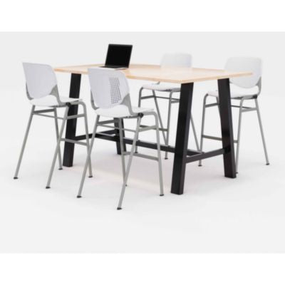 KFI840031900753 TABLE,4 WH CHAIRS,DBR