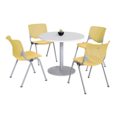 KFI811774036702 TABLE,4 YLW CHAIRS,WH