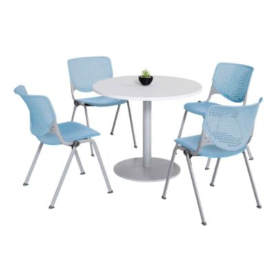 KFI811774036757 TABLE,4 SBLU CHAIRS,WH