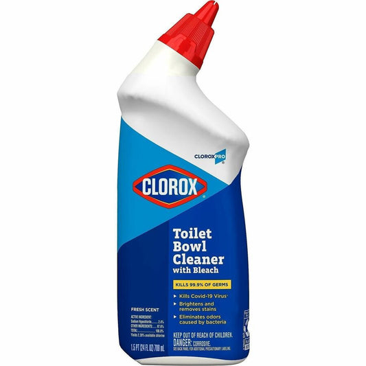 CloroxPro, Toilet Bowl Cleaner with Bleach - For Multipurpose - Gel - 24 fl oz (0.8 quart) - Fresh Scent - Disinfectant, Deodorize - Clear - 1 Each
