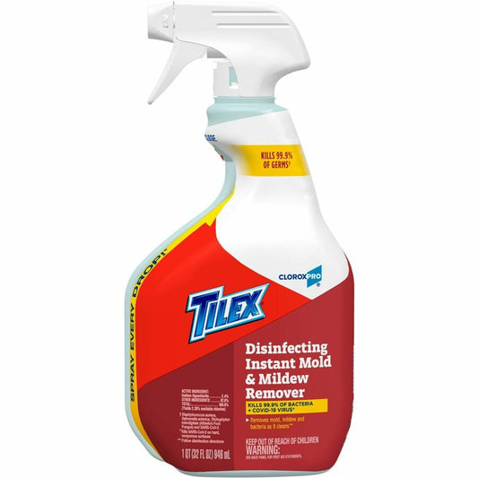 CloroxPro, Tilex Disinfecting Instant Mold and Mildew Remover Spray - For Nonporous Surface, Tile, Toilet, Fiberglass - Spray - 32 fl oz (1 quart) - Recommended For: Mildew Remover, Mold Remover - Disinfectant - White - 1 Each