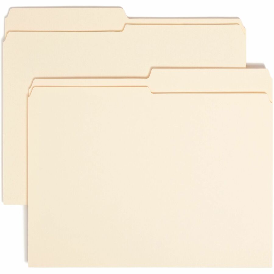 Smead 1/2 Tab Cut Letter Top Tab File Folder - 8 1/2" x 11" - 3/4" Expansion - Top Tab Location - Assorted Tab Position - 11 pt. - 2 Plys - Manila - Reinforced, Durable, Reinforced Tab, Rounded Corner - 10% Recycled - 100 / Box
