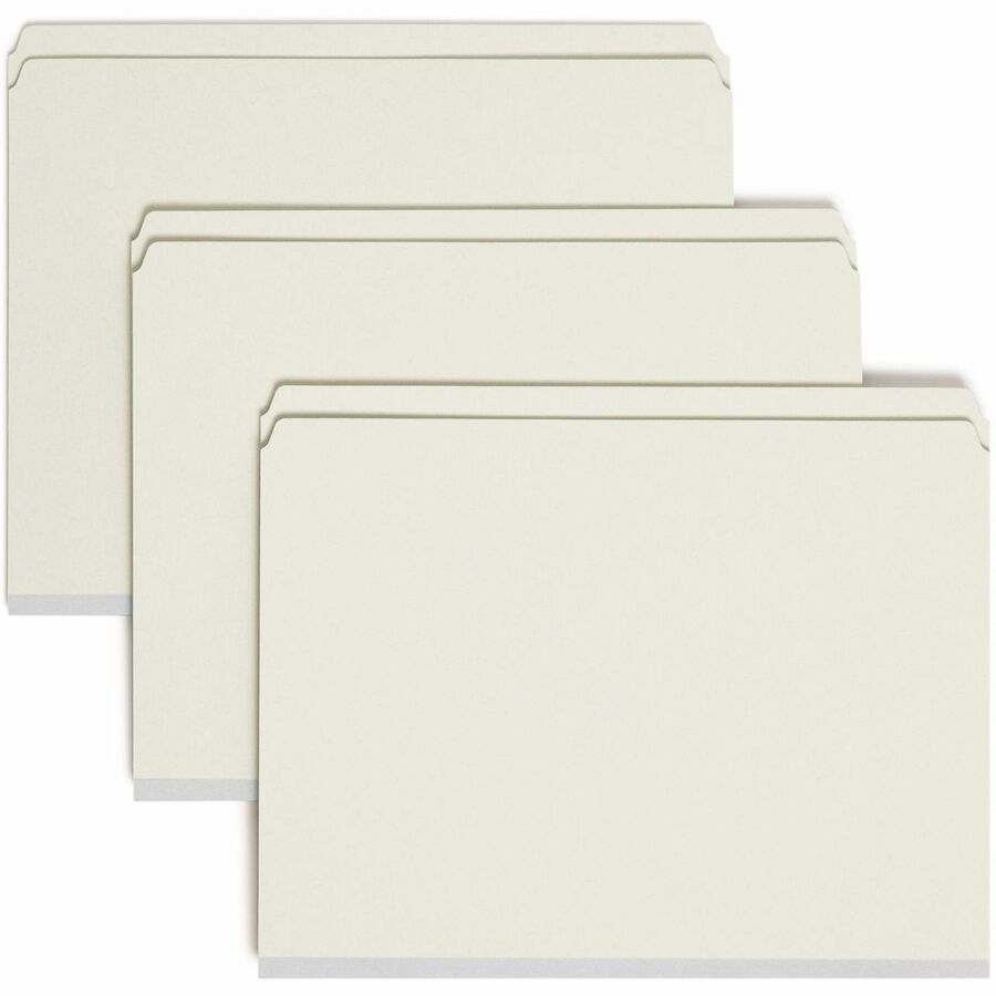 Smead Straight Tab Cut Letter Fastener Folder - 8 1/2" x 11" - 2" Expansion - 2 x 2S Fastener - 2" for Folder - 25 pt. - Pressboard - Gray/Green - Tear Resistant - 60% Recycled - 25 / Box