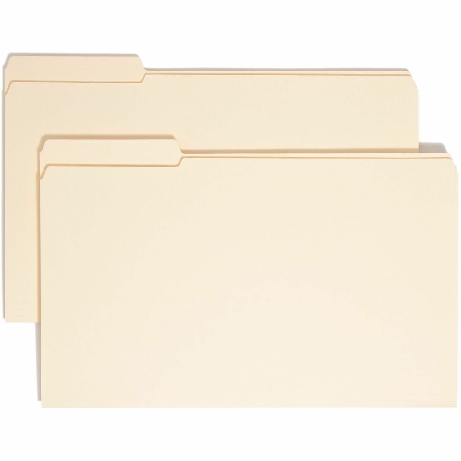 Smead 1/3 Tab Cut Legal Top Tab File Folder - 8 1/2" x 14" - 3/4" Expansion - Top Tab Location - Left Tab Position - 11 pt. - 2 Plys - Manila - Reinforced, Durable, Reinforced Tab, Rounded Corner - 10% Recycled - 100 / Box