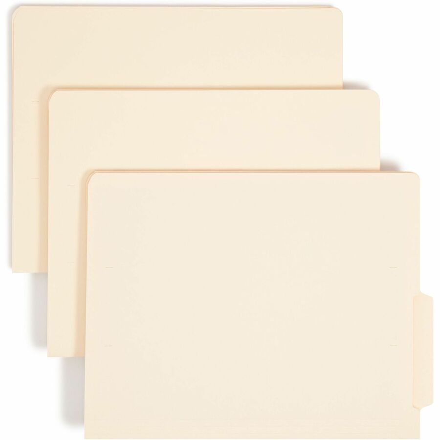 Smead Shelf-Master 1/3 Tab Cut Letter End Tab File Folder - 8 1/2" x 11" - 3/4" Expansion - End Tab Location - Bottom Tab Position - 11 pt. - 2 Plys - Manila - Reinforced Tab - 10% Recycled - 100 / Box
