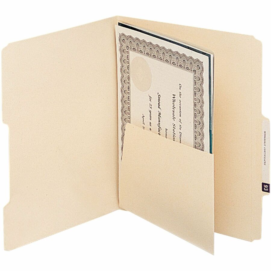 Smead Self-Adhesive Folder Dividers with Pockets - For Letter 8 1/2" x 11" Sheet - Manila - 25 / Pack