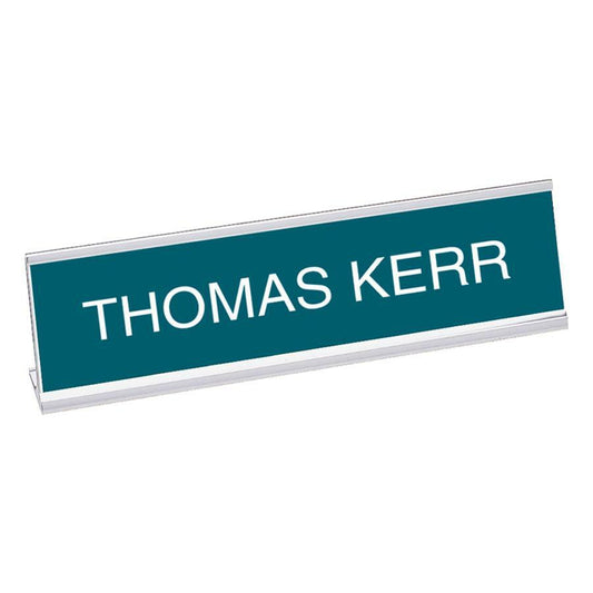 Xstamper Standard Aluminum Desk Sign - 8" Width x 2" Height - Aluminum - Silver - 1 Each
