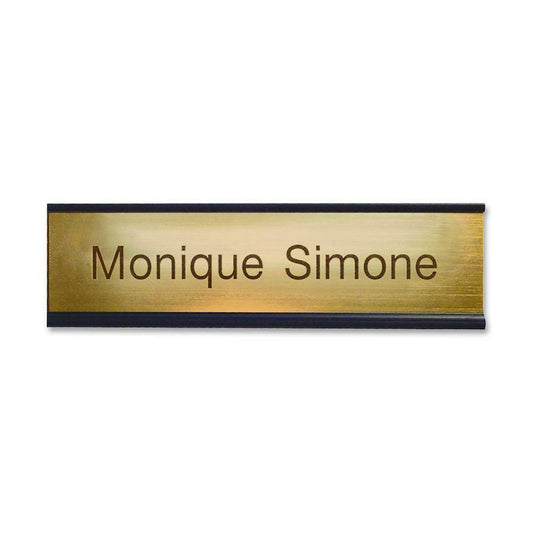 Xstamper Standard Aluminum Desk Sign - 8" Width x 2" Height - Aluminum - Black - 1 Each