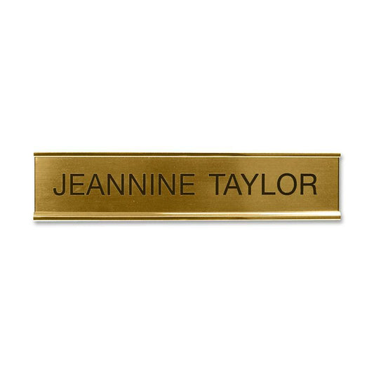 Xstamper Standard Aluminum Desk Sign - 10" Width x 2" Height - Aluminum - Gold - 1 Each