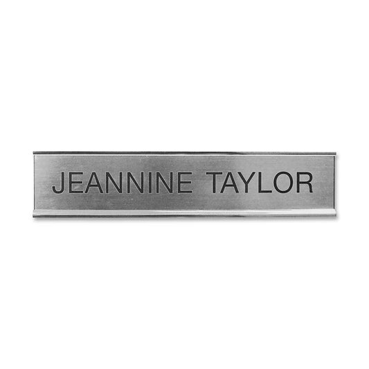 Xstamper Standard Aluminum Desk Sign - 10" Width x 2" Height - Aluminum - Silver - 1 Each