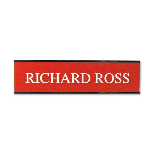 Xstamper Framed Standard Aluminum Wall Sign - 8" Width x 2" Height - Wall Mountable - Indoor, Outdoor - Aluminum - Silver - 1 Each