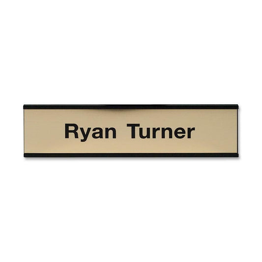 Xstamper Framed Standard Aluminum Wall Sign - 8" Width x 2" Height - Wall Mountable - Indoor, Outdoor - Aluminum - Black - 1 Each