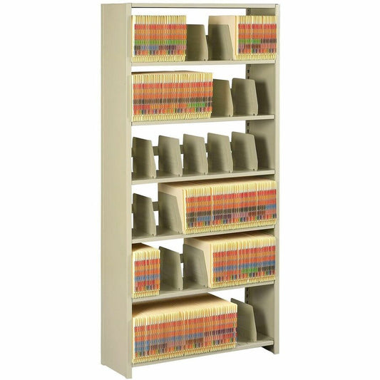 Tennsco Shelving Starter Unit - 36" Width x 12" Depth x 76" Height - 6 x Shelf(ves) - Letter - Vertical - 400 lb Load Capacity - Sand - Steel - Recycled - Assembly Required