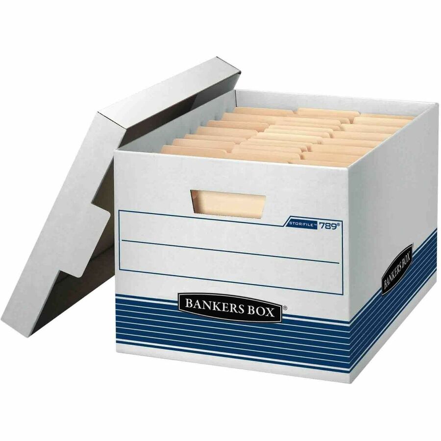 Bankers Box STOR/FILE File Storage Box - Internal Dimensions: 12" Width x 15" Depth x 10" Height - External Dimensions: 12.8" Width x 16.5" Depth x 10.4" Height - Media Size Supported: Letter, Legal - Lift-off Closure - Medium Duty - Stackable - White...