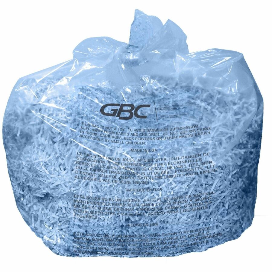 GBC 6-8 Gallon Shredder Bags - 8 gal - Plastic - Clear - 100 / Box