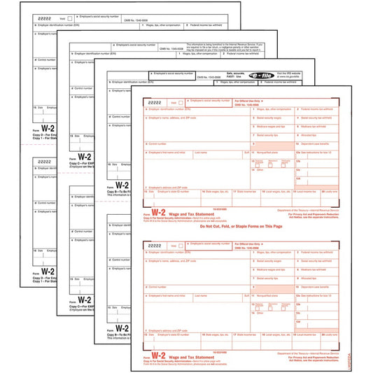 TOPS Laser W-2 Forms Kits - 4 Part - Carbonless Copy - 5.50" x 8.50" Sheet Size - White Sheet(s) - 50 / Pack