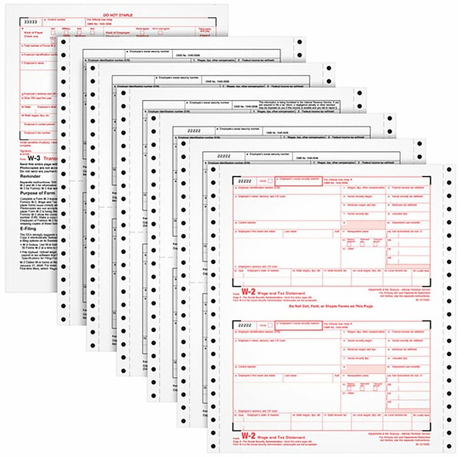 TOPS Carbonless Standard W-2 Tax Forms - 6 Part - Carbonless Copy - 5.50" x 8.50" Sheet Size - White Sheet(s) - 24 / Pack