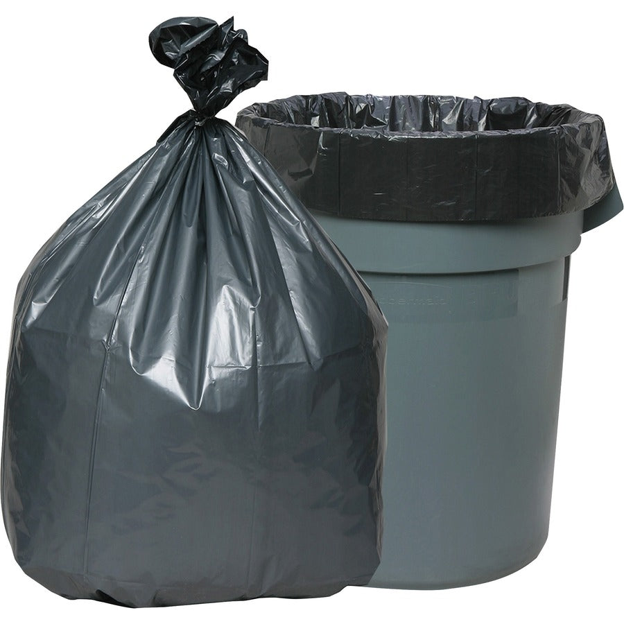 Genuine Joe Maximum Strength Trash Can Liner - Large Size - 45 gal Capacity - 46" Length x 39" Width x 1.55 mil (39 Micron) Thickness - Low Density - Black - 50 / Carton