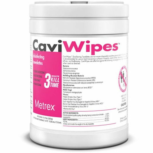 Caviwipes Canister - Disinfectant, Bleach-free, Fragrance-free - White - 160/Tub - 1 Each