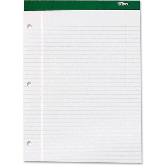 TOPS Double Docket Writing Tablet - Letter - Stapled/Glued - 0.34" Ruled - 16 lb Basis Weight - Letter - 8 1/2" x 11 3/4" Sheet Size - White Paper - Perforated - 1 Each