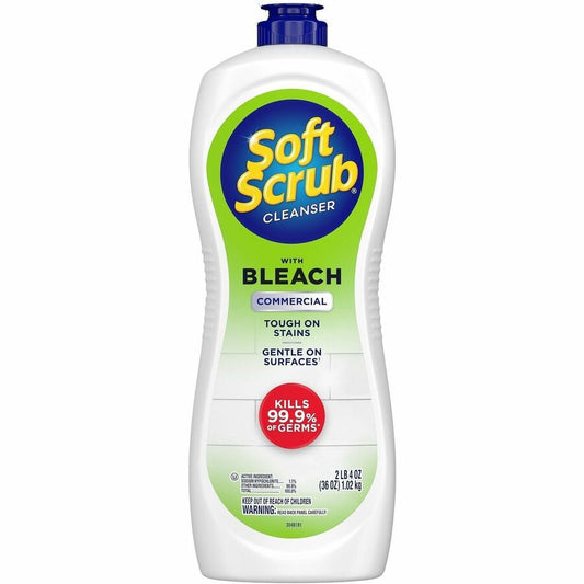 Soft Scrub Soft Scrub Bleach Cleanser - 36 fl oz (1.1 quart) - Recommended For: Grease Remover, Dirt Remover, Mold Remover, Mildew Remover, Soap Scum Remover, Germs Remover, Stain Remover - Anti-bacterial, Disinfectant - White - 1 Each