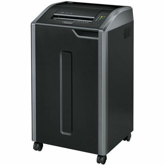 Fellowes Powershred 425Ci 100% Jam-Proof Cross-Cut Shredder - Continuous Shredder - Cross Cut - 30 Per Pass - for shredding Staples, Credit Card, CD, DVD, Paper Clip, Junk Mail, Paper - 0.156" x 1.125" Shred Size - P-4 - 20 ft/min - 12" Throat - 30 gal...