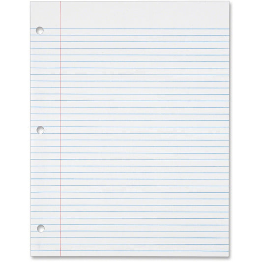 TOPS 16 - lb. College - ruled 3H Punched Filler Paper - Letter - 500 Sheets - 0.31" Ruled - Ruled Red Margin - 16 lb Basis Weight - Letter - 8 1/2" x 11" Sheet Size - White Paper - 500 / Pack