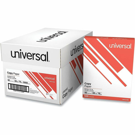 Universal Copy Paper - 92 Brightness - Letter - 8 1/2" x 11" - 20 lb Basis Weight - 75 g/m², Grammage - White - 5000 Sheets - 500 Sheets per Ream - 10 / Carton