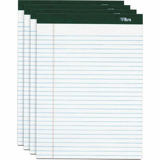 TOPS Double Docket Legal Pad - 100 Sheets - Double Stitched - 16 lb Basis Weight - 8 1/2" x 11 3/4" Sheet Size - 1.76" Height x 11.8" Width x 8.5" Length - White Paper - Heavyweight, Perforated, Rigid, Acid-free, Tear Resistant, Unpunched - 4 / Pack