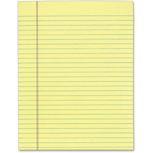 TOPS The Legal Pad - Letter - 50 Sheets - Glue - Ruled Red Margin - 16 lb Basis Weight - Letter - 8 1/2" x 11" Sheet Size - Canary Paper - Perforated - 12 / Pack