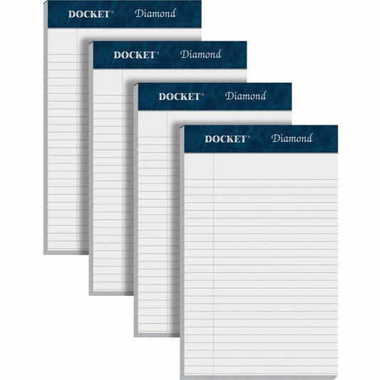 TOPS Docket Diamond Writing Tablet - Jr.Legal - 50 Sheets - Double Stitched - 24 lb Basis Weight - Jr.Legal - 5" x 8" Sheet Size - 8" Height x 5" Width - White Paper - Perforated, Rigid, Acid-free - 50 / Pack