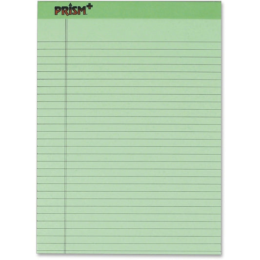 TOPS Prism Plus Wide Rule Green Legal Pad - 50 Sheets - Strip - 16 lb Basis Weight - 8 1/2" x 11 3/4" Sheet Size - 11.75" Height x 8.5" Width - Green Paper - Perforated, Rigid, Heavyweight, Bleed Resistant, Acid-free, Unpunched - 12 / Dozen