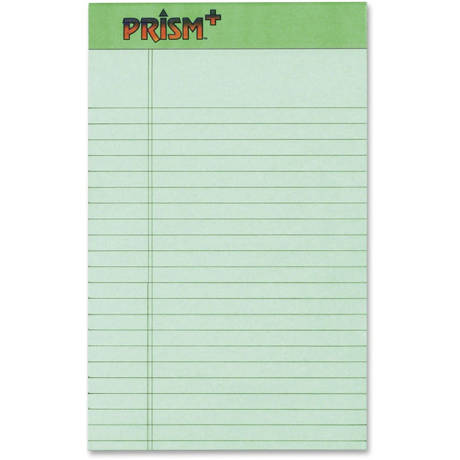 TOPS Prism Plus Legal Pads - 50 Sheets - Strip - 16 lb Basis Weight - 5" x 8" Sheet Size - 8" Height x 5" Width - Green Paper - Perforated, Rigid, Heavyweight, Bleed Resistant, Acid-free, Unpunched - 12 / Pack