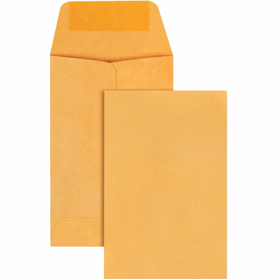 Quality Park No. 1 Coin and Small Parts Envelopes with Gummed Flap - Coin - #1 - 2 1/4" Width x 3 1/2" Length - 28 lb - Gummed - Brown Kraft - Kraft - 500 / Box