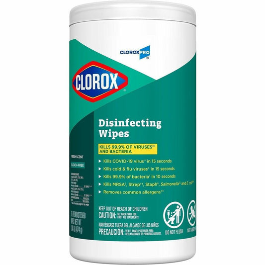 CloroxPro, Disinfecting Wipes - Fresh Scent - Soft Cloth - 75/Tub - 1 Each