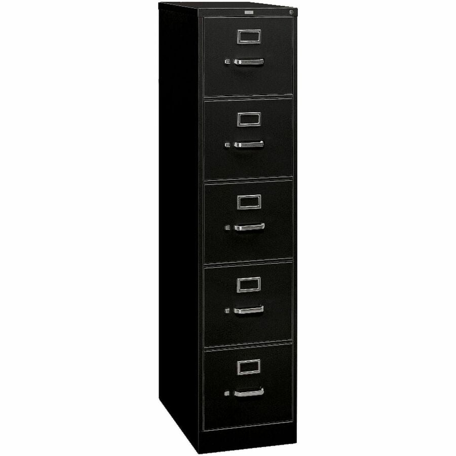 HON 310 H315 File Cabinet - 60" Height x 15" Width x 26.5" Depth - Total Drawer(s): 5 - Finish: Black - Lockable, Durable, Label Holder - For File, Office, File Folder, Desk - 1 Each