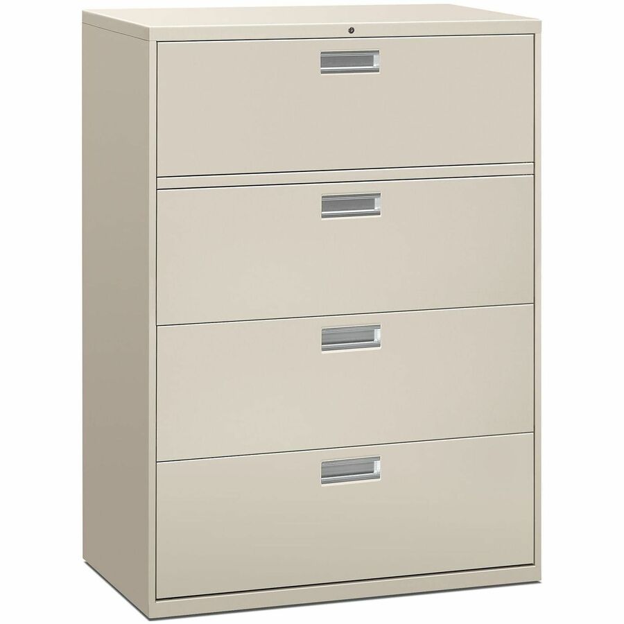 HON Brigade 600 H694 Lateral File - 53.3" Height x 42" Width x 18" Depth - Total Drawer(s): 4 - Finish: Light Gray - 1 Each