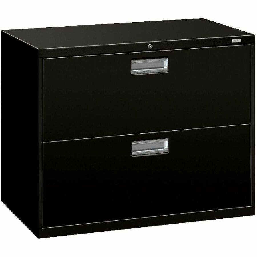 HON Brigade 600 H682 Lateral File - 28.4" Height x 36" Width x 19.3" Depth - Total Drawer(s): 2 - Finish: Black - Lockable, Heavy Duty, Glide, Removable Lock, Durable - For Workstation, Office - 1 Each