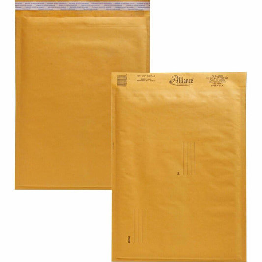 Alliance Rubber Kraft Bubble Mailers - Bubble - #5 - 10 1/2" Width x 16" Length - Peel & Seal - Kraft - Paper - 25 / Carton