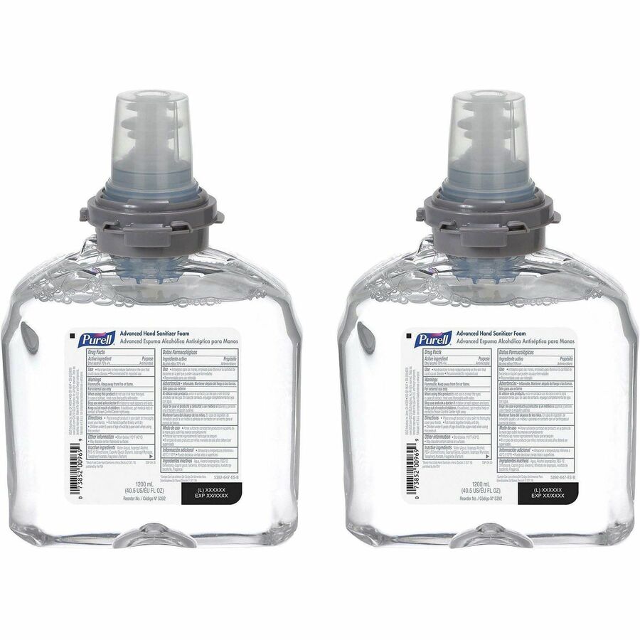 PURELL&reg, Hand Sanitizer Foam Refill - Clean Scent - 1.27 quart - Skin - White - 2 / Carton