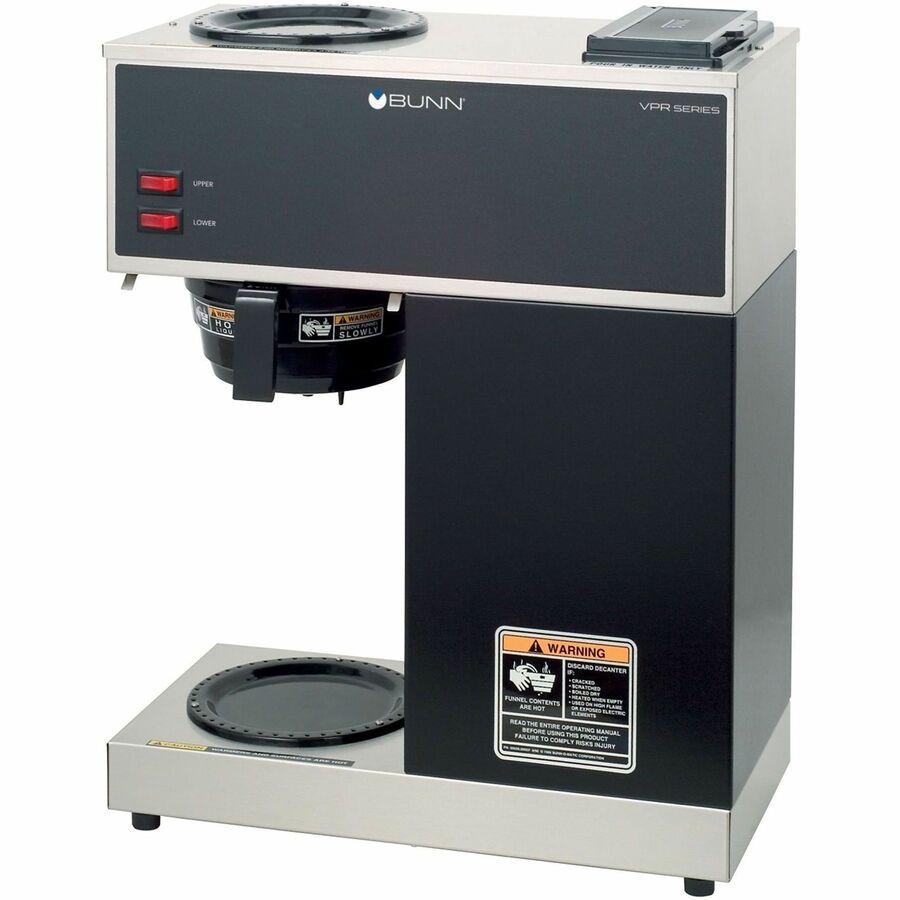 BUNN VPR12-Cup Pourover Coffee Brewer with 2 Warmers - 2 quart - 12 Cup(s) - Multi-serve - Stainless Steel - Stainless Steel Body