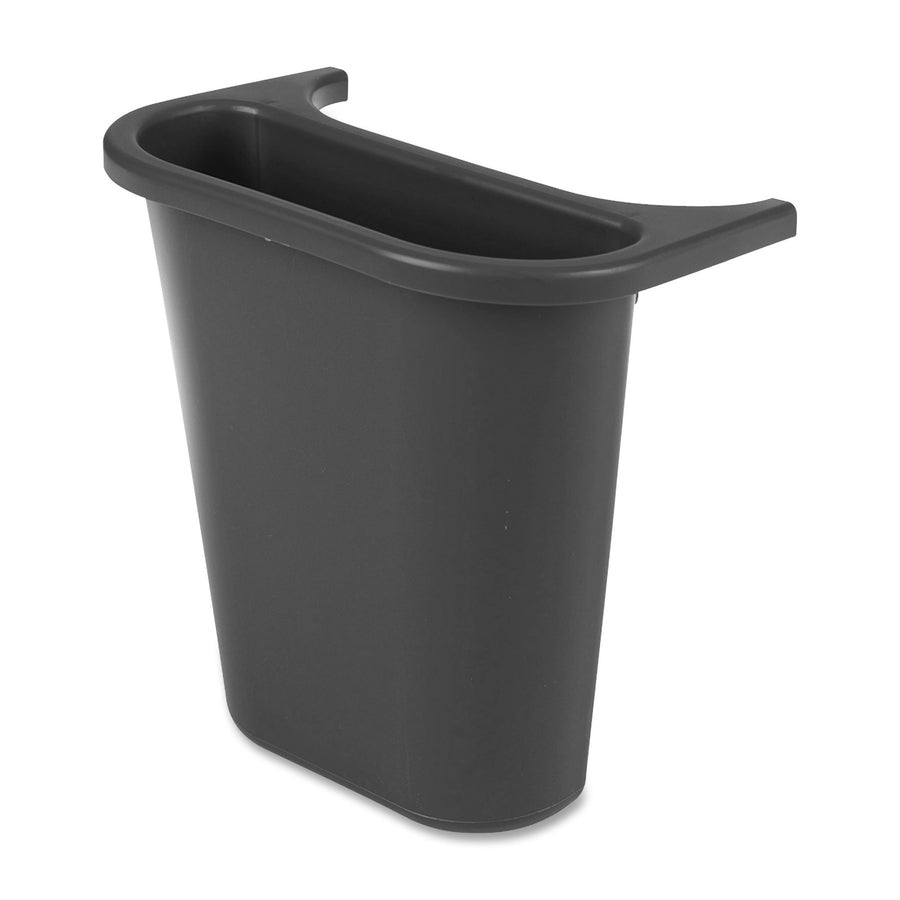 Rubbermaid Commercial Saddlebasket Recycling Side Bin - 1.19 gal Capacity - Rectangular - Rust Resistant, Dent Resistant, Easy to Clean - 11.5" Height x 7.2" Width x 10.6" Depth - Black - 1 Each