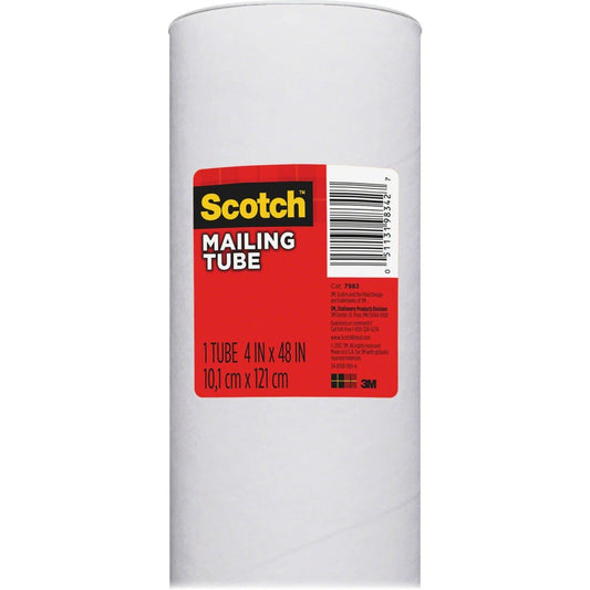 3M Mailing Tubes - 4" Width x 48" Length - Removable End Caps - White - 1 Each