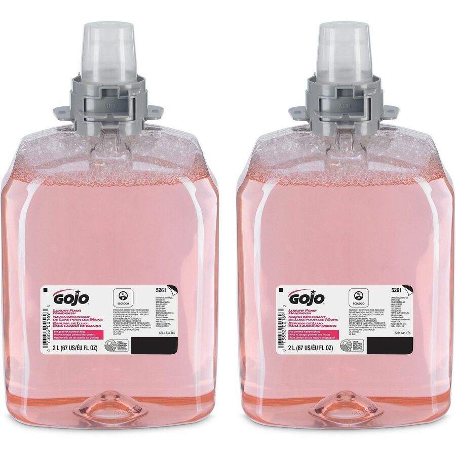 Gojo&reg, FMX-20 Luxury Foam Soap - Cranberry Scent - 2.11 quart - Hand - Moisturizing - Translucent Pink - Bio-based - 2 / Carton