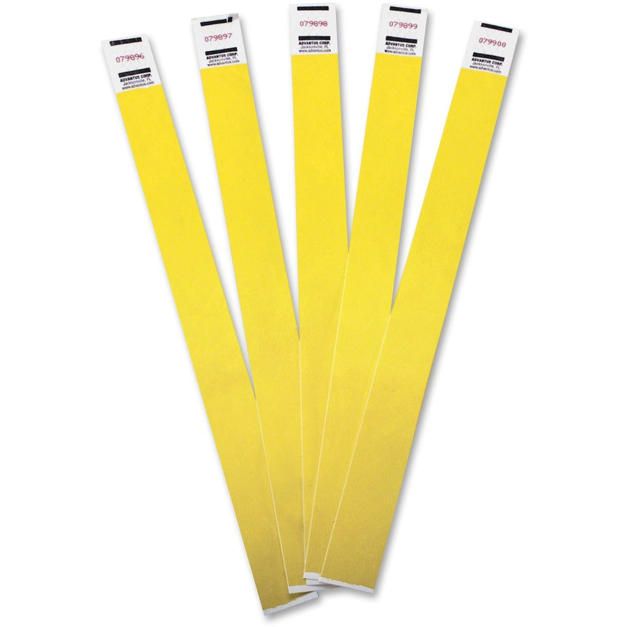 Advantus Tyvek, Wristbands - 3/4" Width x 9 3/4" Length - Yellow - Tyvek - 100 / Pack