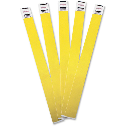 Advantus Tyvek, Wristbands - 3/4" Width x 9 3/4" Length - Yellow - Tyvek - 100 / Pack